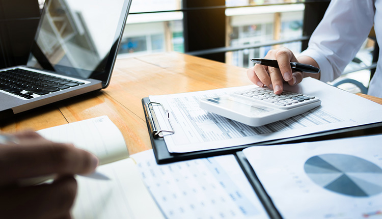 Calculating finances in an office