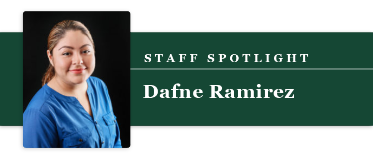 Staff spotlight with name displayed.