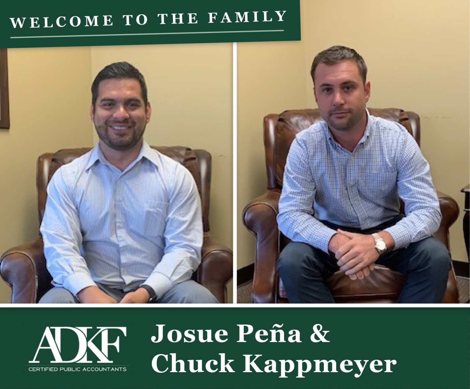 Welcome, Senior Auditors Josue Pena and Chuck Kappmeyer! - ADKF