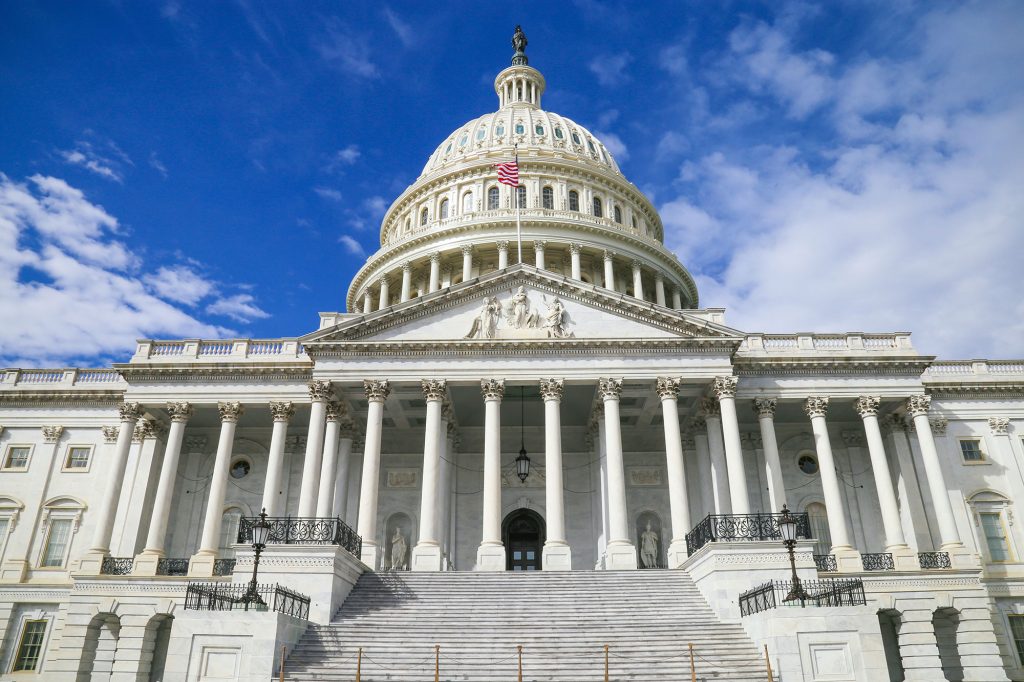 U.S. Capitol building under blue sky