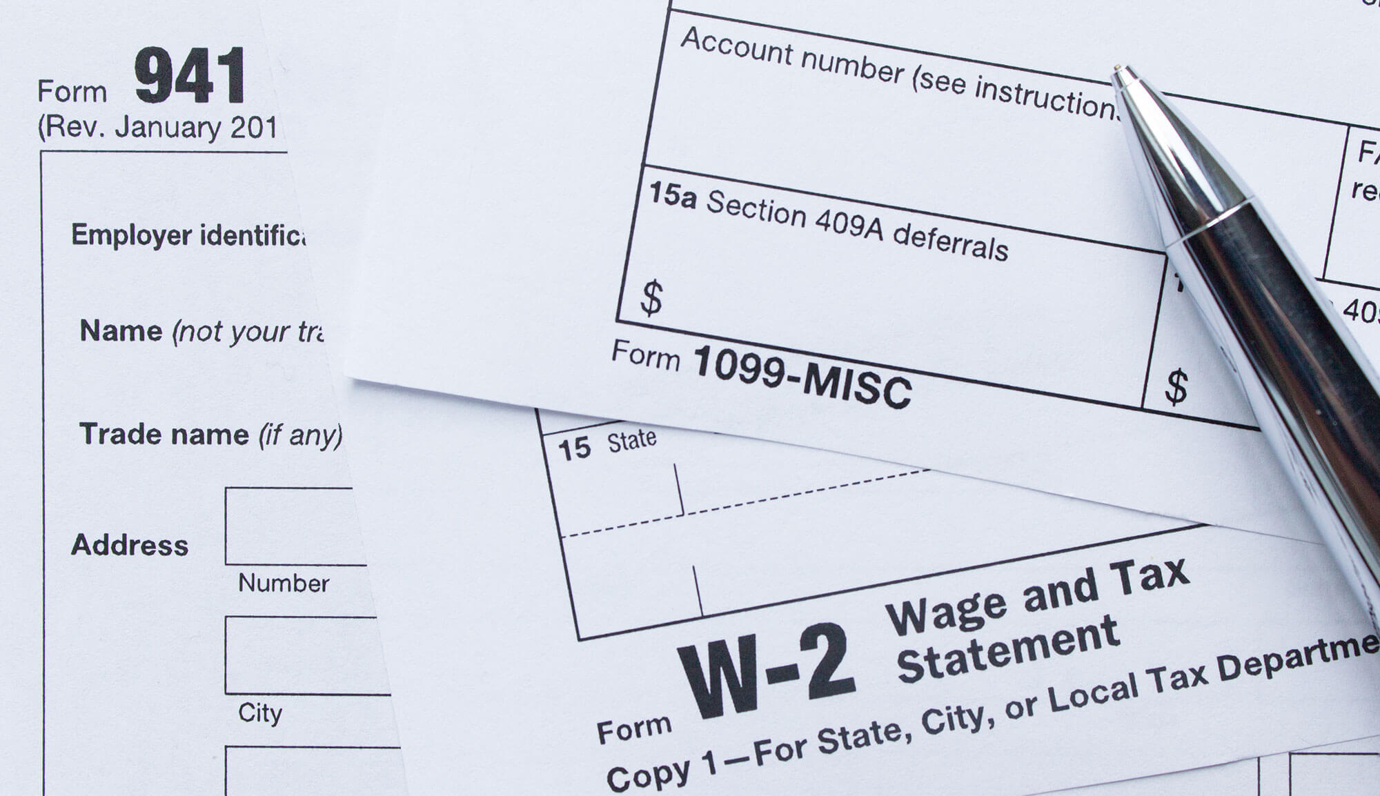 Tax forms and documents on table