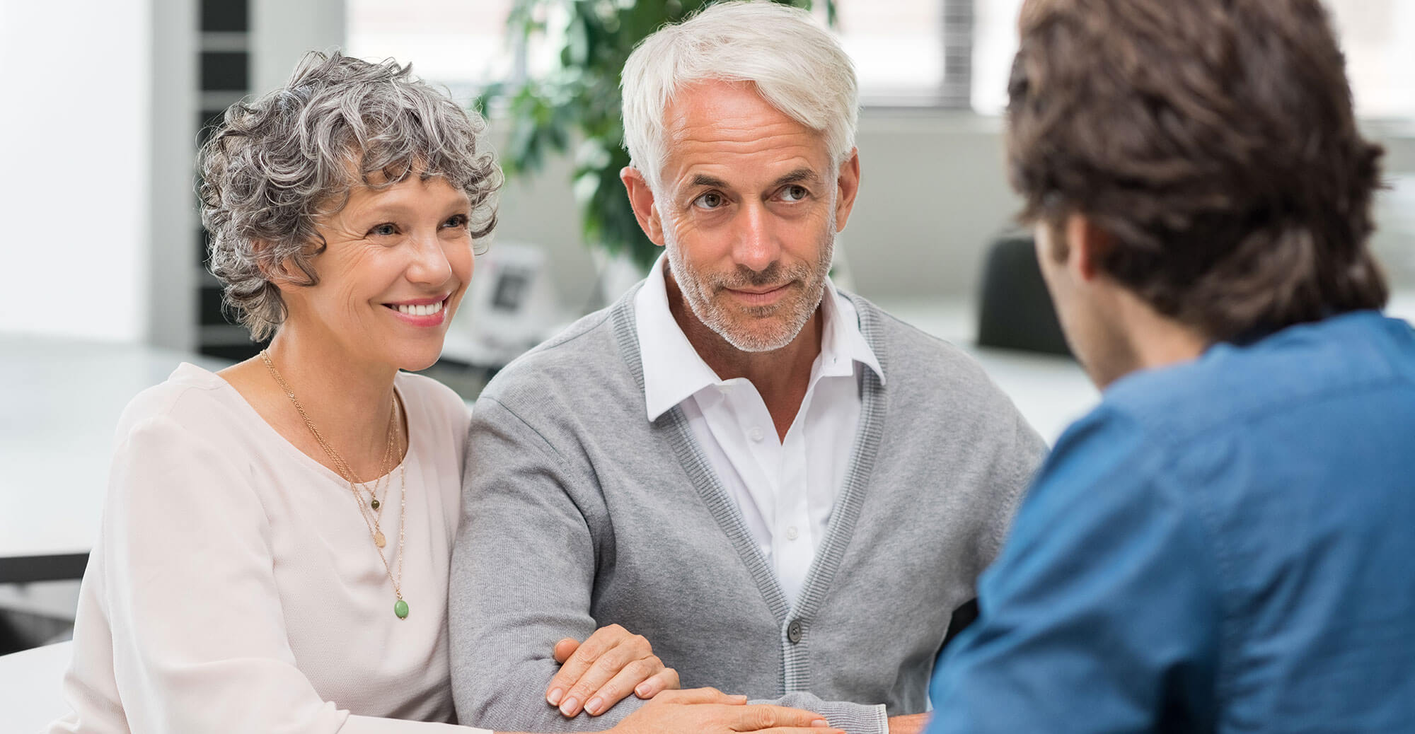 Couple discussing plans with advisor.